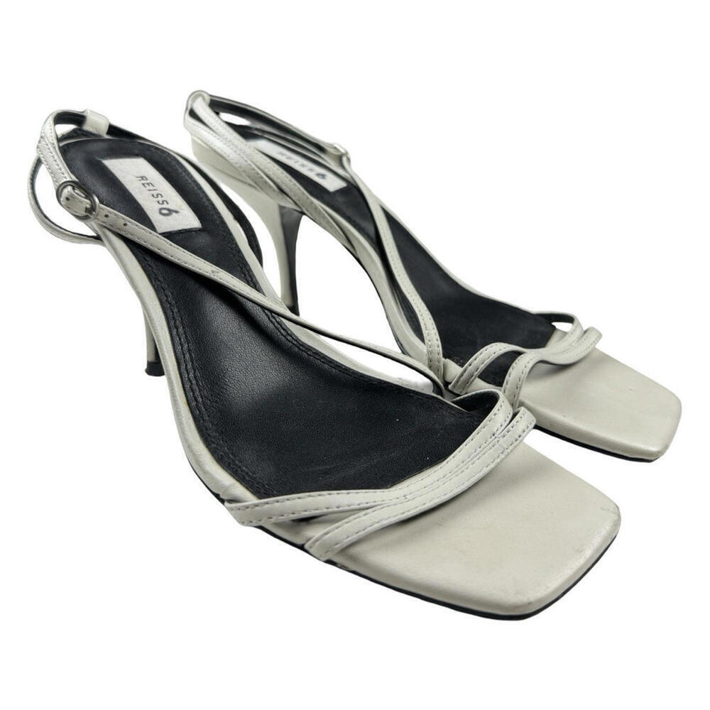 Reiss Bali Leather Strappy Sandals White Size EU 38 | US 8